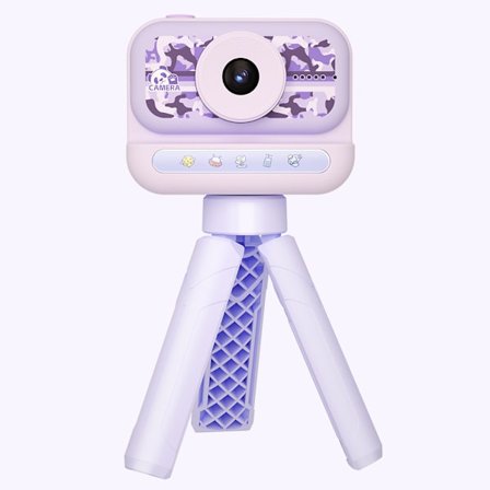 Barnkamera med uppfällbar lins för selfievideo HD Digitalkamera för barn med stativ Toddlerkamera med 32 GB-kort Ideal