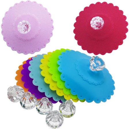 8 stk. Sæt Diamantmønster Silikone Kop Låg Fødevaregodkendt Silikone Kop Låg Genanvendelige Silikone Låg Støvtætte og Forseglende Egnet til Kopper,