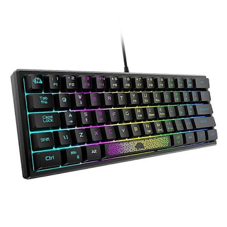 K61 RGB Trådbundet Tangentbord 60 Procent 62 Tangenter Ergonomiskt Gaming Tangentbord (Svart)