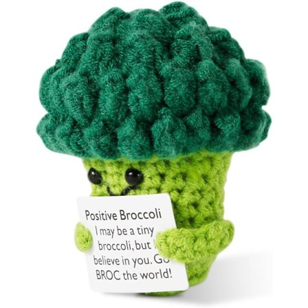 Positiv Broccoli Hæklet, Sød Positiv Hæklet Dukke Legetøj med Opmuntringskort Emotionel Støtte Grøntsager Positiv Kartoffel Hæklet Dukke til 