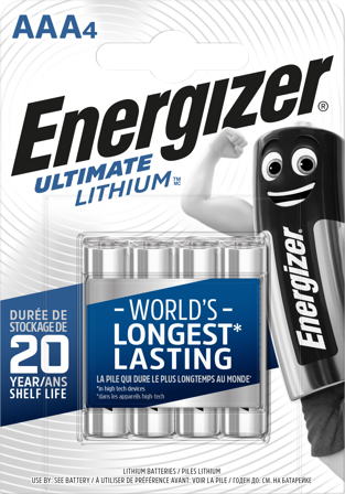 Energizer Ultimate Lithium Batteri AAA, 1,5 V, 4-pakning AAA, Elfordeling & strømforsyning