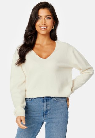 BUBBLEROOM CC Cashmere mix v-neck sweater Cream Klær
