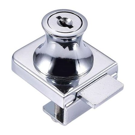 Galaxy Glassdørslås, Kromstållås, Glasskjermlås, Lås for glassdører Vitrinelås med, for 5-8 mm glassdørborr med 2 nøkler