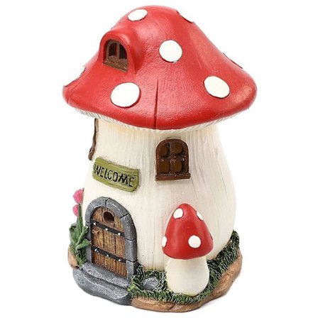 Opplyst miniatyr sopphus med solcelledrevne LED-lys Landskapsstatue Harpiks plenornament Utendørs hagedekorasjon