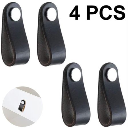 4 stk. skuffeknapper i skinn - moderne skuffeknapper til skap og skuffer med skruer