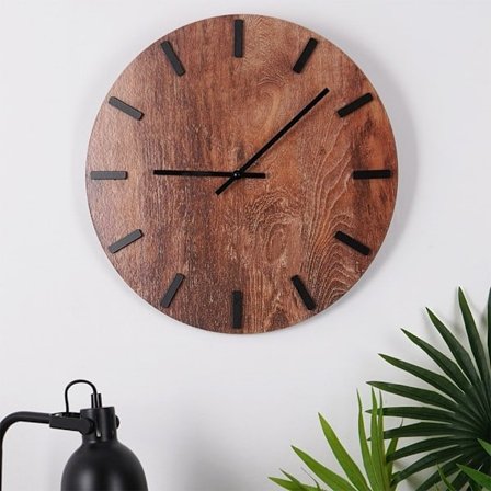 Stilren Svart Väggklocka 40 cm i MDF och Metall