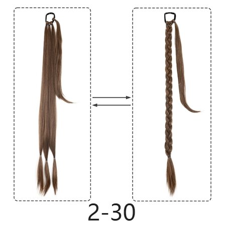 34" Erikoispitkä poninhäntä hiussolmiolla synteettinen punos poninhäntäpidennys Luonnolliset mustat hiukset Suorat tekohiukset itse punottu