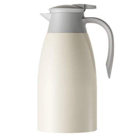 2L lämpökannu paineventyyli 304 ruostumaton teräs eristetty kannu Lämpösäilytys Vedenkeitin Valkoinen