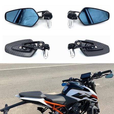 1 Tekstureret Carbon Fiber Motorcykel Styr Spejl Motorcykel Spejl til XJ6 MT01 MT03 MT07 MT09 KTM HONDA Kawasaki Yamaha Universal Style (Sort).