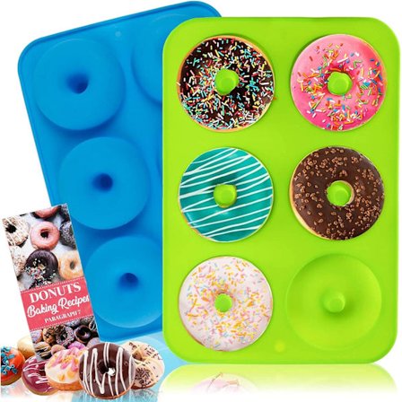2 st NonStick Silikon Donutform för 6 Full-Size Donuts, Lätt