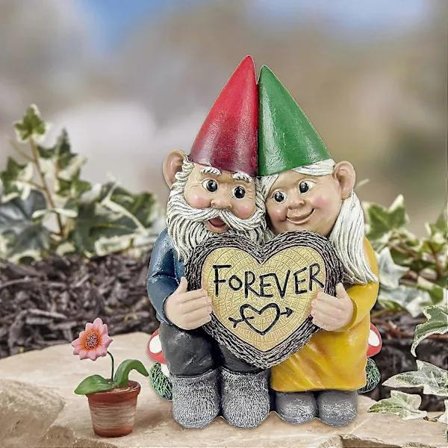 Udendørs statue 15 cm | Forever Gnomes haveskulpturer | Sjove Gnomeo og Julie havenisser udendørs dekor til kærlighedsgave