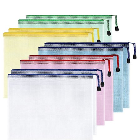 10 Pack Plastic Mesh Zipper Pouch