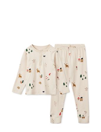Wilhelm Printed Pyjamas Set Pyjamasetti Pyjama Beige Liewood