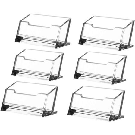 Gjennomsiktig visittkortholder, 6-pakning plast akryl visittkortdisplaystativ kortholderstativ arrangør for skrivebord 103*43mm