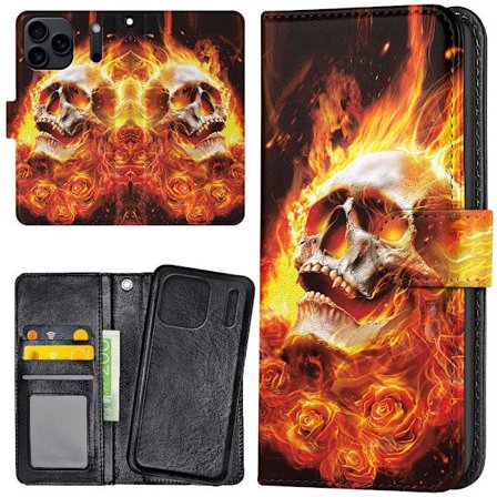 iPhone 17 Pro - Plånboksfodral/Skal Burning Skull