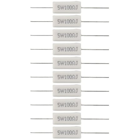 10 st Tråd lindade Keramiska Cement Resistorer 100 Ohm 5W Watt 5%