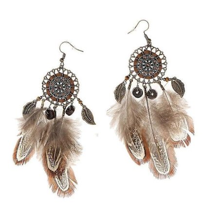 Retro Lange Øreringe Mode Fjerøreringe Boheme Etniske Kvastøreringe_jar