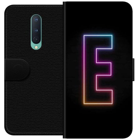 Yhteensopiva Lompakkokotelo OnePlus OnePlus 8 Minimalistinen neonkirjain E kirkkaissa väreissä tummaa taustaa vasten modernissa ja tyylikkäässä m