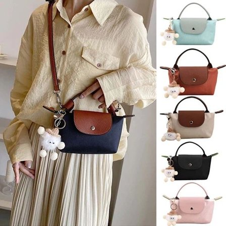 Moteveske Nylon Dumplings Bag Enkel Skulderveske Crossbody-vesker brun&svart