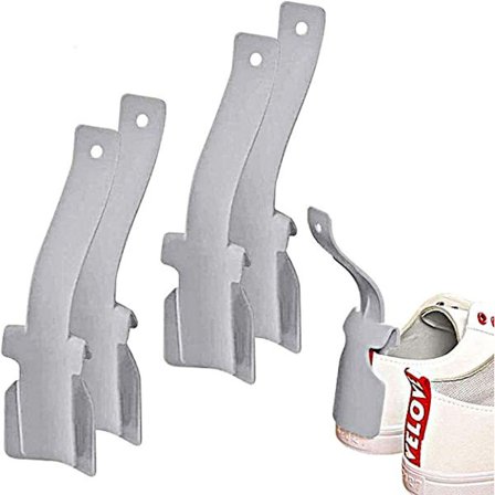 4 stk. Lazy Shoes Helper, nyeste skohorn, slitasje på sko, grå