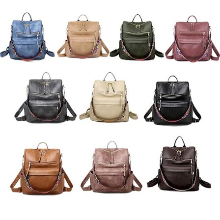 Kvinner Skinn ryggsekk Høy kapasitet skolevesker Kvinner reiseryggsekker