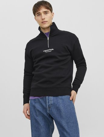 Jack & Jones Jorvesterbro Sweat Quarter Zip Hn Noos - Black - XL