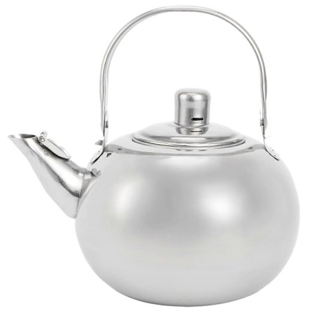 304 Rostfritt Stål Tekanna Platt Botten Induktionshäll Vattenkokare Tekanna med Filter Silver 14cm 1L