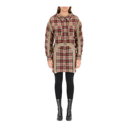 Stella McCartney, wren mini dress in tartan wool Beige, Dames, Maat:S,wol