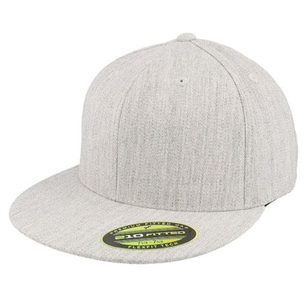 Flexfit - Grå fitted Caps - Heather Grey Premium 210 Fitted @ Hatstore