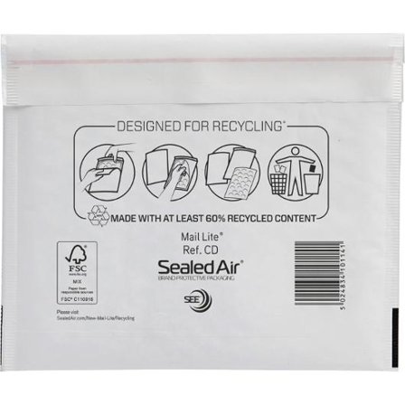 Mail Lite Bubbelpåse C/D 22 180x160mm remsa 10/fp - Lyreco - Emballage och lagerutrustning - Kuvert och postemballage - Bubbelpåsar