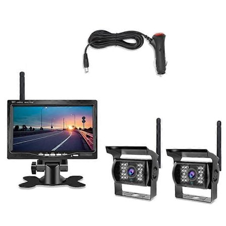 7" Trådløs Monitor Vandtæt Køretøj 2 Bakkamera Kit TFT LCD Monitor Parkeringsassistance til Bu