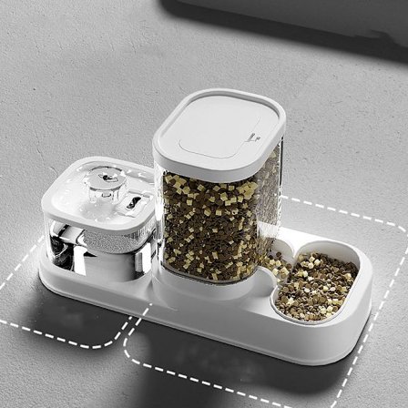 Automatisk dricksfontän för katter, cirkulationsbassäng, vatten- och matskål, allt-i-ett-maskin, två-i-ett-husdjursprodukt