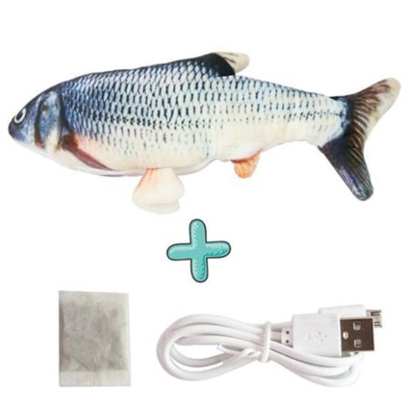 Morsom elektrisk fisk, katt, fisk, USB-lading, kjæledyr, leke, sving, hale, fisk, hoppe, fisk, plysj, katt, leke, simulering, fisk (3 Crucian)