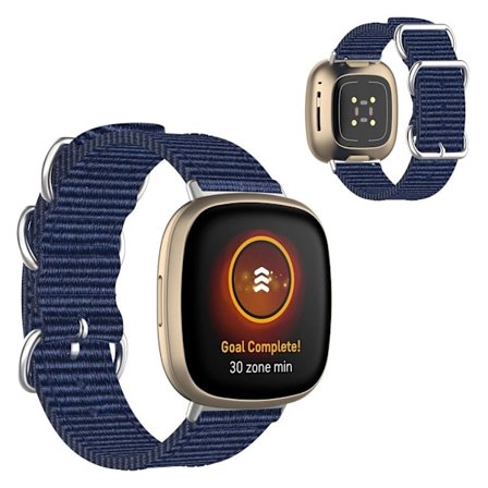 Fitbit Sense / Versa 3 nylon klockarmband - mörkblå