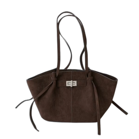 Brun mocka axelväska, midi long strap bag