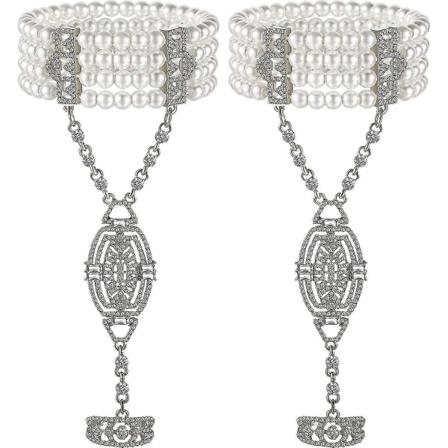 2 stk. 1920'er Kvinders Flapper Armbånd Ring Sæt Imitation Perle