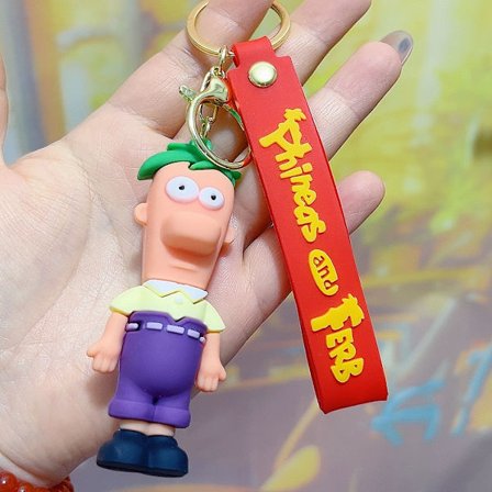 Ny tegneseriefigur Phineas og Ferb nøkkelring/veskeanheng/bilnøkkelringtilbehør, en perfekt liten gave