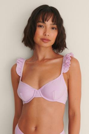 Handpicked x NA-KD Haut de bikini à volants recyclé - Bikinis - Violet - EU 70A