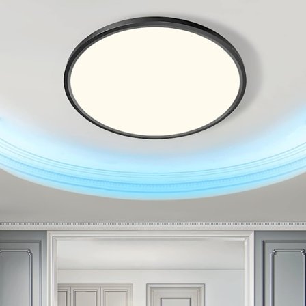 LED-taklampa, OTREN 24W infälld lampa, vattentät IP44, 4000K, svart kant, rund