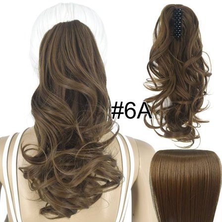 TOPREETY Syntetisk hår varmebestandigt 90 gr Wavy Claw Clip in/on Hestehale Hair Extensions CP-222