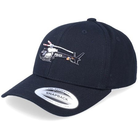 Kiddo Cap - Kids Police Helicopter Black Adjustable Adjustable Black Cap - @ Hatstore