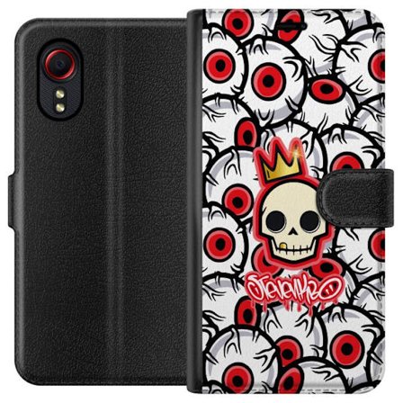 Kompatibelt Plånboksfodral till Samsung Galaxy Xcover 5 Grafiskt mönster med upprepade tecknade ögon i rött, vitt och svart, lekfull och intensiv