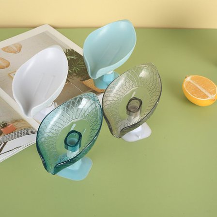 4-pakning Transparent Såpeholder, Bladformet, Selv-drenerende, for Dusj, Svampbeholder