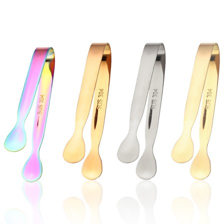 4-pack istång mini sockertång i rostfritt stål Liten serveringstång, liten kökstång (färgglad)