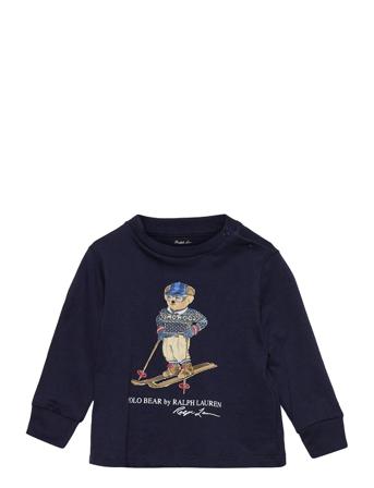 Polo Bear Cotton Long-Sleeve Tee Blue Ralph Lauren Baby