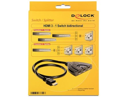 Delock HDMI 3 - 1 Switch bidirectional - video/lyd-splitter