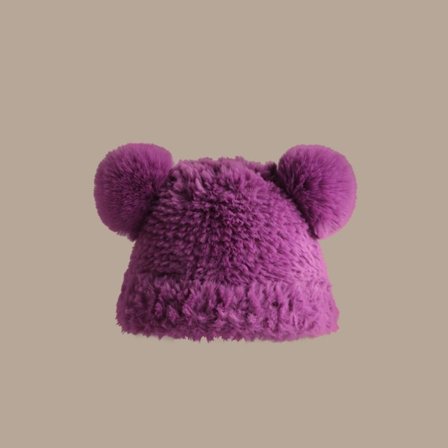Strikket Hue Bjørn Øre Hue LILLA