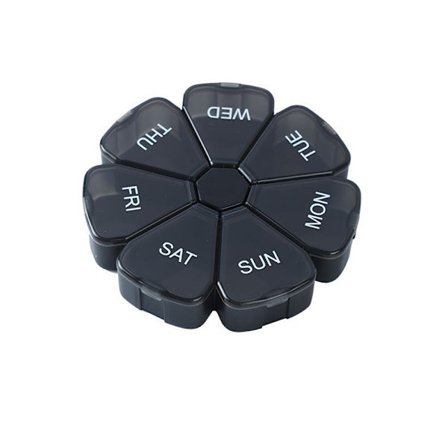 Bærbar pilleæske Medicinplanlægger Rund Lille Taske Ugentlig Pilleorganisator 7-sidet Pillepåmindelse[CO]