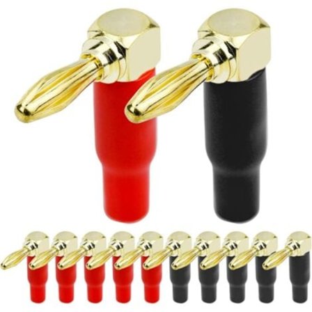 12 st 90 graders banankontakter, 4 mm ren koppar guldpläterade L-formade banankontakter för högtalarkabel, ljud-/videomottagare, förstärkare/NC/