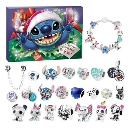 Disney Puh Bear Jul Advent 24 Nedräkningskalender Presentkartong Stitch Musse Pigg Anime Söt armbandshänge för barn Presenter C